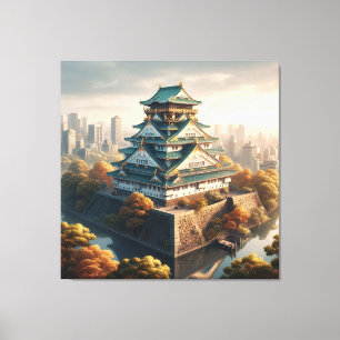 Kasteel Osaka Japan Landschap Reis naar het verled Canvas Afdruk