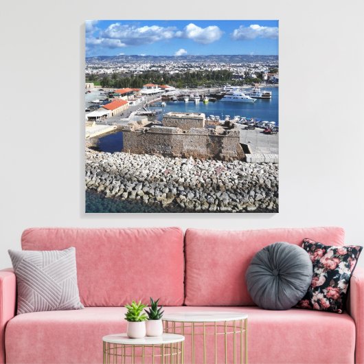 Kasteel Paphos vanaf het Zee Canvas Afdruk (Insitu (Woonkamer))