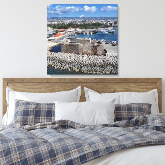 Kasteel Paphos vanaf het Zee Canvas Afdruk (Insitu (Slaapkamer))