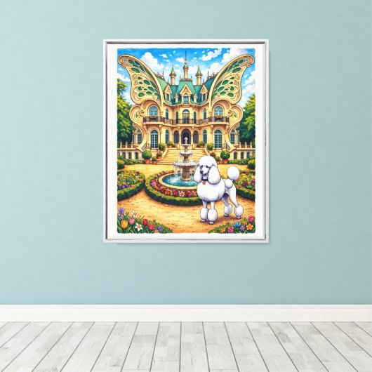 Kasteel Papillion, Poodle Canvas Afdruk (Insitu (Houten vloer))