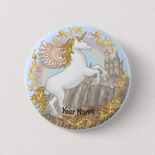 Kasteel Pegasus Eenhoorn speld Ronde Button 5,7 Cm (Voorkant)