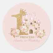 Kasteel Prinses 1e verjaardag Ronde Sticker (Voorkant)