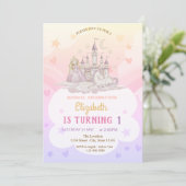 Kasteel Rainbow Princess Pony Verjaardag Kaart (Staand voorkant)