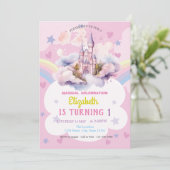 Kasteel regenboog harten sterren verjaardag kaart (Staand voorkant)