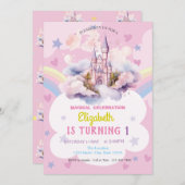 Kasteel regenboog harten sterren verjaardag kaart (Voorkant / Achterkant)