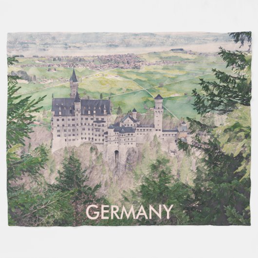 Kasteel Retro Neuschwanstein in Duitsland Fleece Deken (Voorkant (Horizontaal))