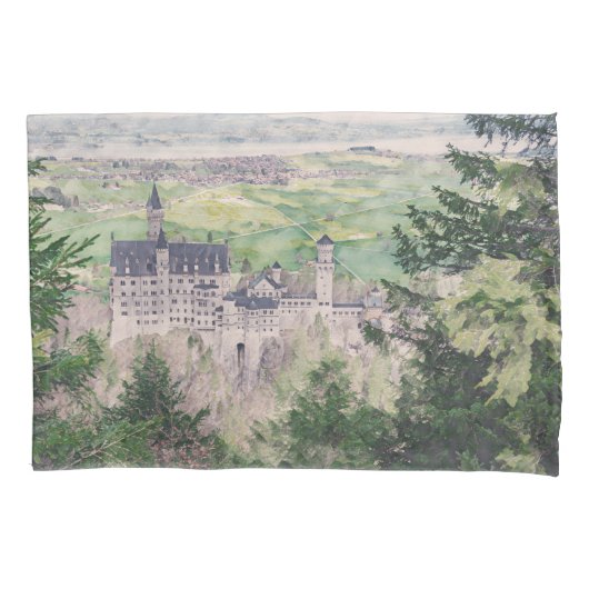 Kasteel Retro Neuschwanstein in Duitsland Kussensloop (Voorkant)