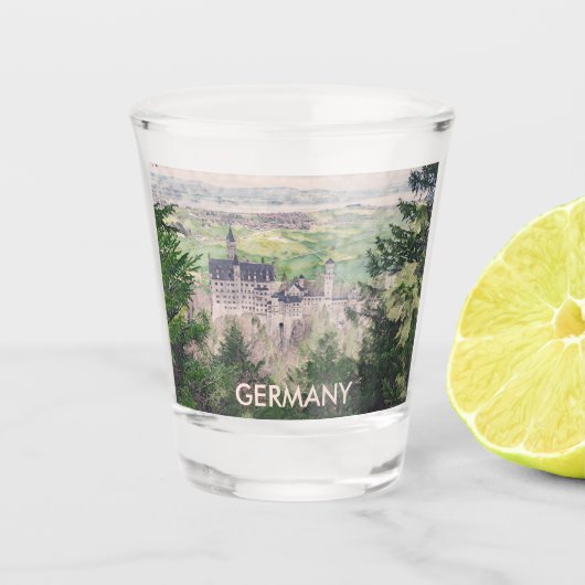 Kasteel Retro Neuschwanstein in Duitsland Shot Glas (Voorkant)