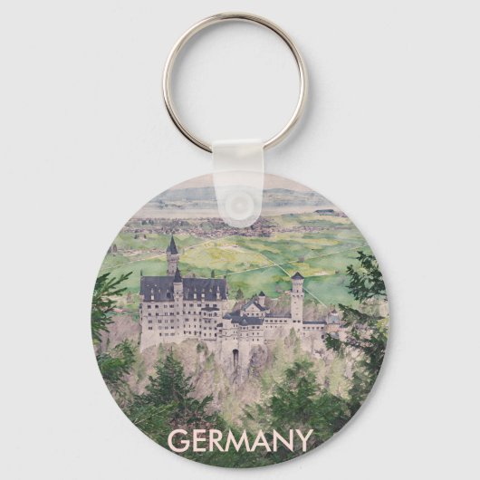 Kasteel Retro Neuschwanstein in Duitsland Sleutelhanger (Voorkant)
