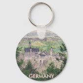 Kasteel Retro Neuschwanstein in Duitsland Sleutelhanger (Achterkant)