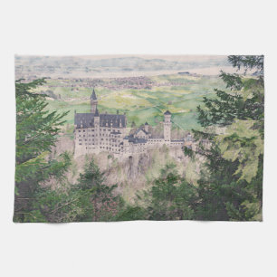 Kasteel Retro Neuschwanstein in Duitsland Theedoek