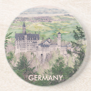 Kasteel Retro Neuschwanstein in Duitsland Zandsteen Onderzetter