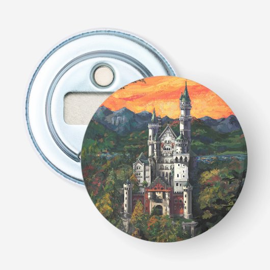 Kasteel Schloss Neuschwanstein Button Flesopener (Voorkant)