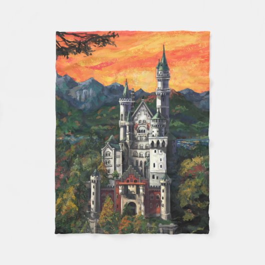 Kasteel Schloss Neuschwanstein Fleece Deken (Voorkant)