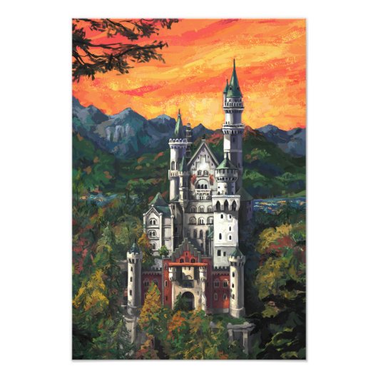 Kasteel Schloss Neuschwanstein Foto Afdruk (Voorkant)