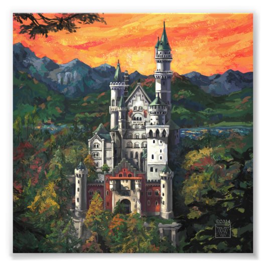 Kasteel Schloss Neuschwanstein Foto Afdruk (Voorkant)