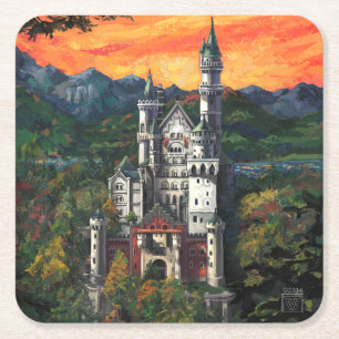 Kasteel Schloss Neuschwanstein Kartonnen Onderzetters