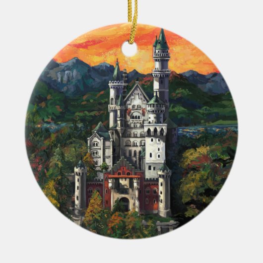 Kasteel Schloss Neuschwanstein Keramisch Ornament (Voorkant)