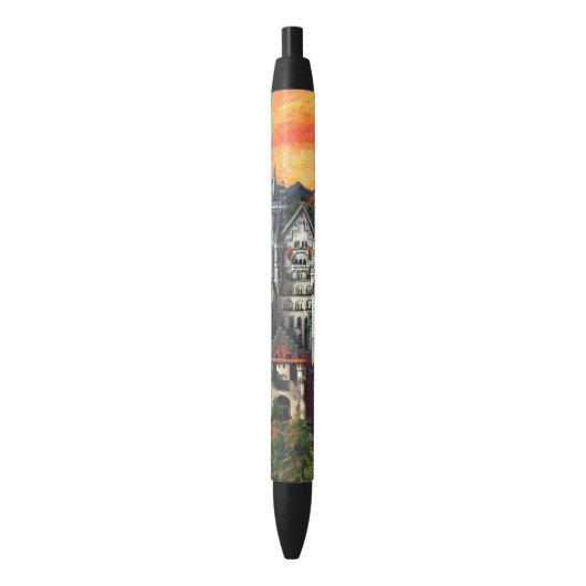 Kasteel Schloss Neuschwanstein Zwarte Inkt Pen (Voorkant Verticaal)