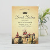 Kasteel Sfeervol Zestien Thema Uitnodiging (Staand voorkant)