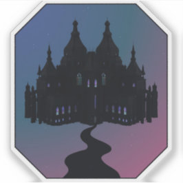 Kasteel Silhouet van Aurora Borealis met Slingeren Sticker