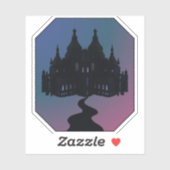 Kasteel Silhouet van Aurora Borealis met Slingeren Sticker (Vel)
