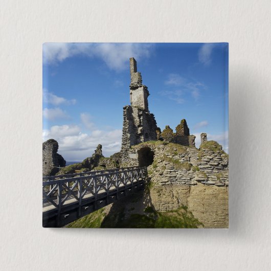 Kasteel Sinclair Girnigoe, Wick, Caithness, Vierkante Button 5,1 Cm (Voorkant)