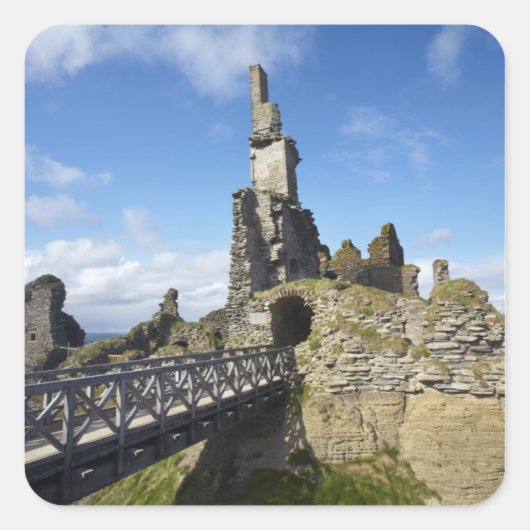 Kasteel Sinclair Girnigoe, Wick, Caithness, Vierkante Sticker (Voorkant)