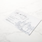 Kasteel Thema Save the Date Zilver Folie Uitnodiging (Gedraaid)
