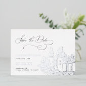 Kasteel Thema Save the Date Zilver Folie Uitnodiging (Staand Voorkant)