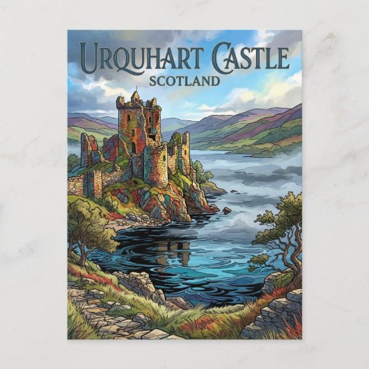 Kasteel Urquhart Schotland Briefkaart (Voorkant)