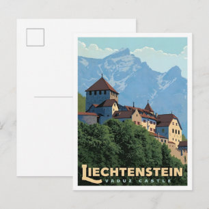 Kasteel Vaduz Liechtenstein Vintage Kunst Reizen Briefkaart