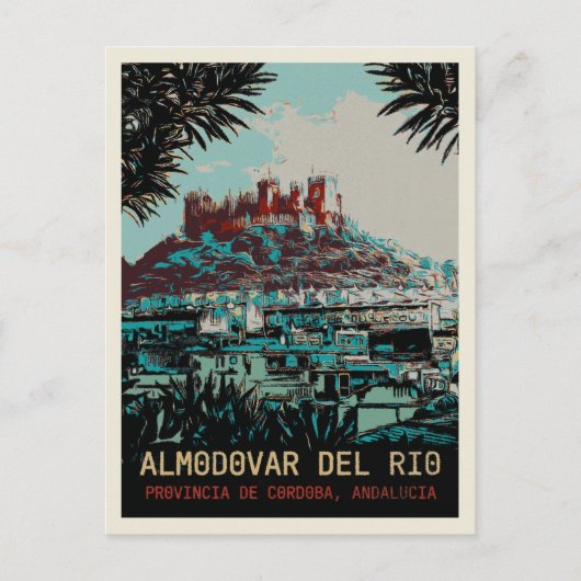 Kasteel van Almodovar del Rio illustratie, Spanje Briefkaart (Voorkant)