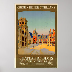 Kasteel van Blois Frankrijk Vintage Reisposter Poster