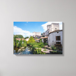 Kasteel van Bourdeilles en Dronne Rivier, Dordogne Canvas Afdruk