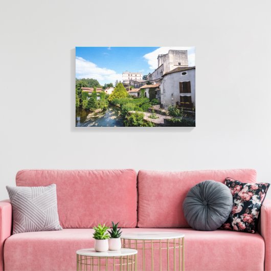 Kasteel van Bourdeilles en Dronne Rivier, Dordogne Canvas Afdruk (Insitu (Woonkamer))
