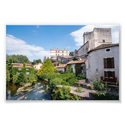 Kasteel van Bourdeilles en Dronne Rivier, Dordogne Foto Afdruk (Voorkant)