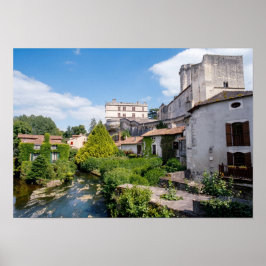 Kasteel van Bourdeilles en Dronne Rivier, Dordogne Poster