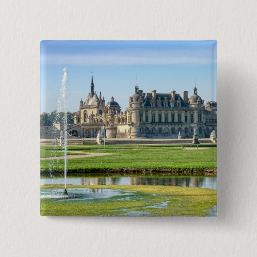 Kasteel van Chantilly en Le Notre-tuin - Frankrijk Vierkante Button 5,1 Cm (Voorkant)