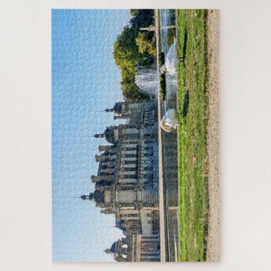 Kasteel van Chantilly, fontein en twee zwanen Legpuzzel (Verticaal)