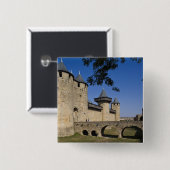 Kasteel van de Graaf, Carcassonne, Aude, Languedoc Vierkante Button 5,1 Cm (Voorkant /achterkant)