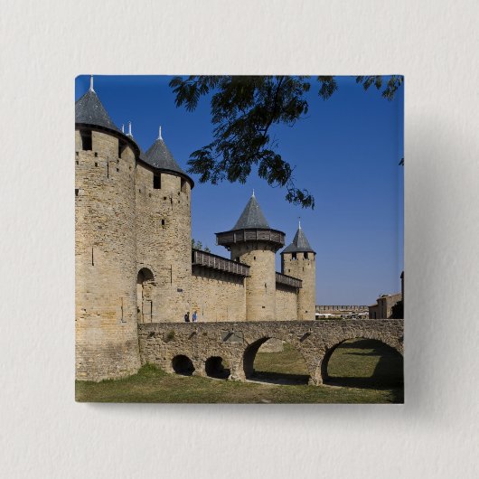 Kasteel van de Graaf, Carcassonne, Aude, Languedoc Vierkante Button 5,1 Cm (Voorkant)