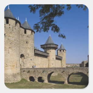 Kasteel van de Graven, Carcassonne, Aude, Languedo Vierkante Sticker