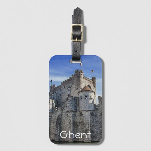 Kasteel van de graven in Gent. Bagagelabel (Voorkant (verticaal))