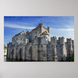 Kasteel van de graven in Gent. Poster