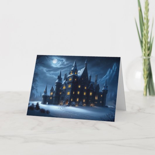 Kasteel van de Hollow Cold Night Feestdagen Kaart (Voorkant)