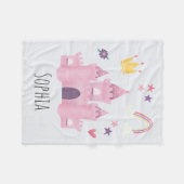 Kasteel van Girls Pink Princess, regenboog en Kroo Fleece Deken (Voorkant (Horizontaal))