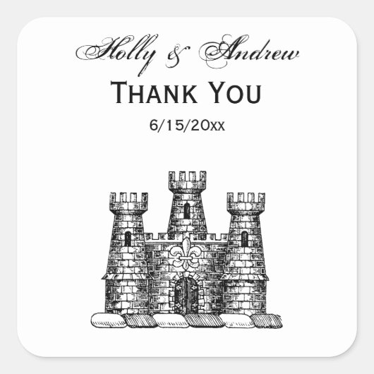 kasteel van Heraldic Emblem - wapenstilstand Vierkante Sticker (Voorkant)