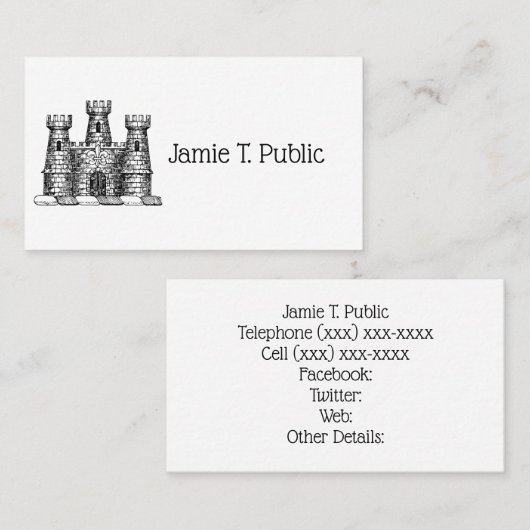  kasteel van Heraldic Emblem - wapenstilstand Visitekaartje (Voorkant / Achterkant)