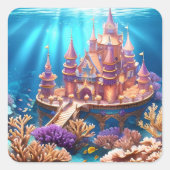Kasteel van het Onderwaterrijk Vierkante Sticker (Voorkant)